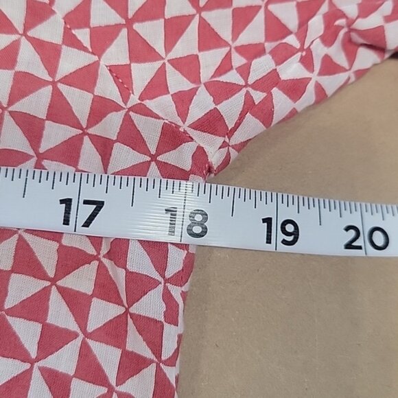 Roberta Roller Rabbit Size XS Brick Red & White Geometric Pattern Blouse - Picture 7 of 13